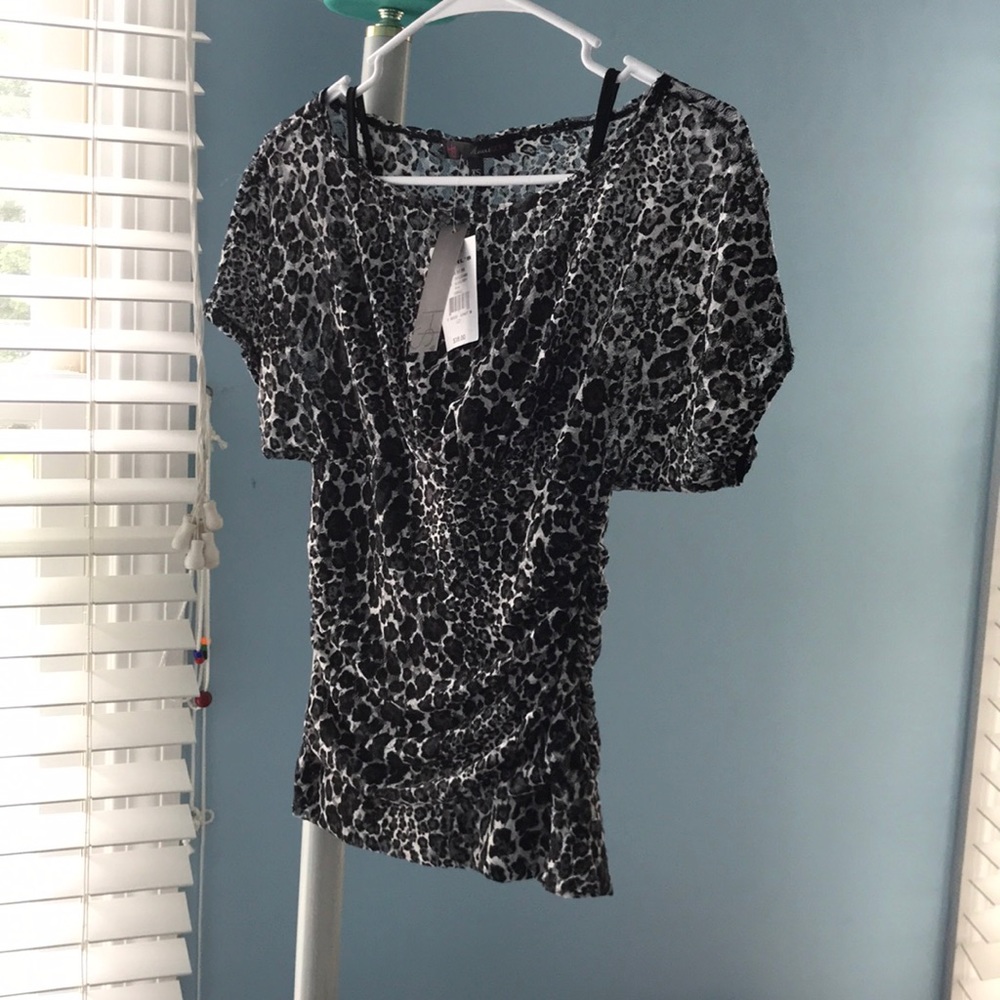 Cinched black and gray top.